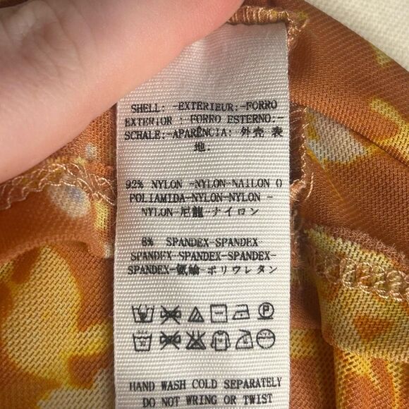 Free People Orange Long Sleeve Sheer Button Up Top Size XS Floral V-neck - Picture 12 of 12